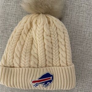 Buffalo Bills  Cream Cable Knit Kids Beanie with Pom Pom